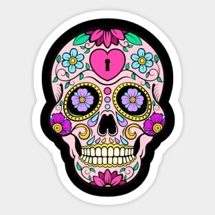 Sugar Skull tattoo Pink Sticker